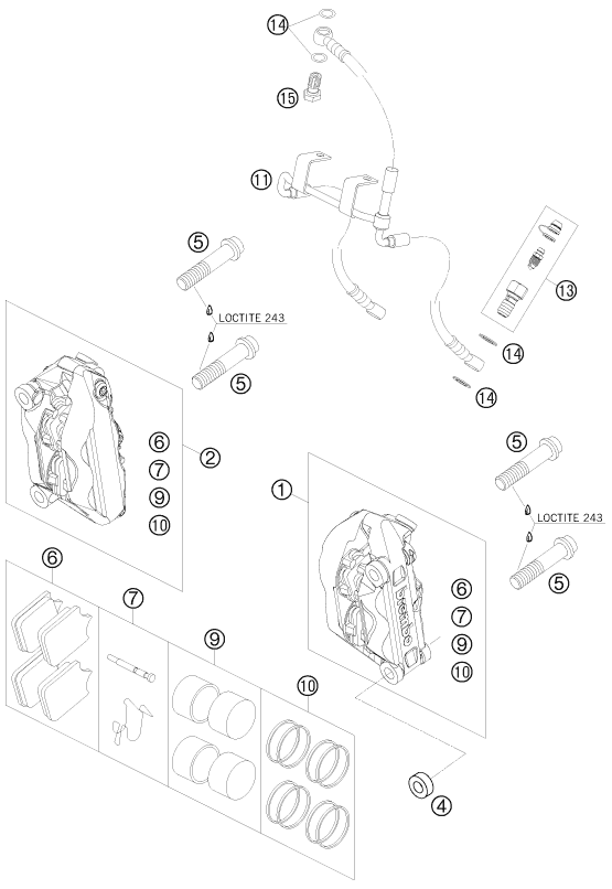 ETRIER DE FREIN AVANT POUR 990 SUPER DUKE BLACK 2008 (AU/GB)