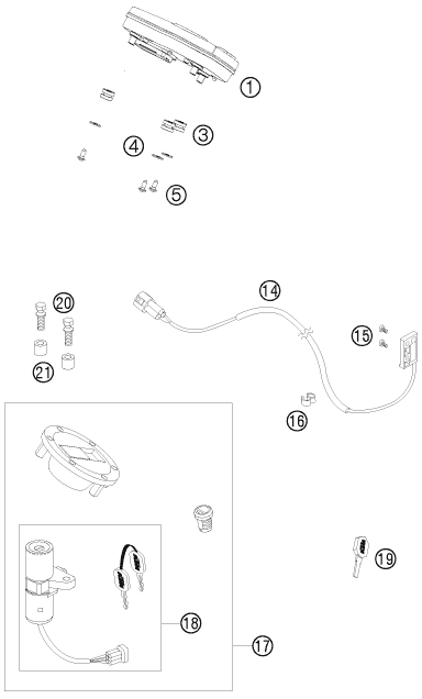 INSTRUMENTS  SYSTEME DE VERROUILLAGE POUR 990 SUPER DUKE R 2010 AUGB