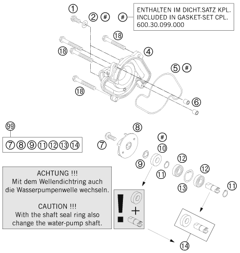 POMPE A EAU POUR 990 SUPER DUKE R 2008 (AU/GB)