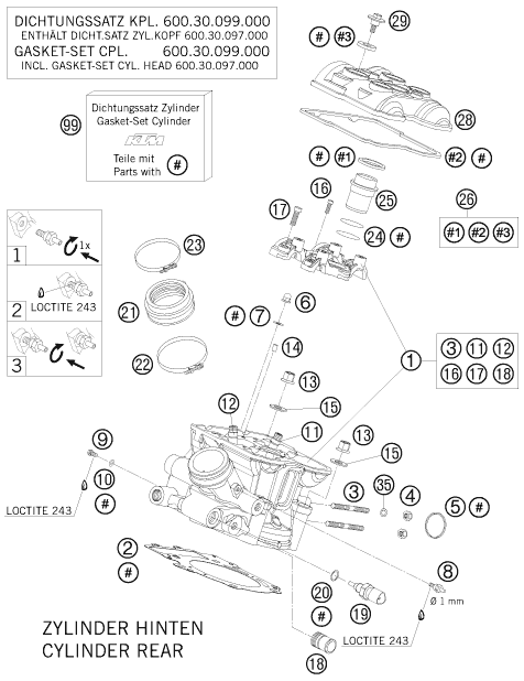 CULASSE ARRIERE POUR 990 SUPERMOTO R 2009 AUGB