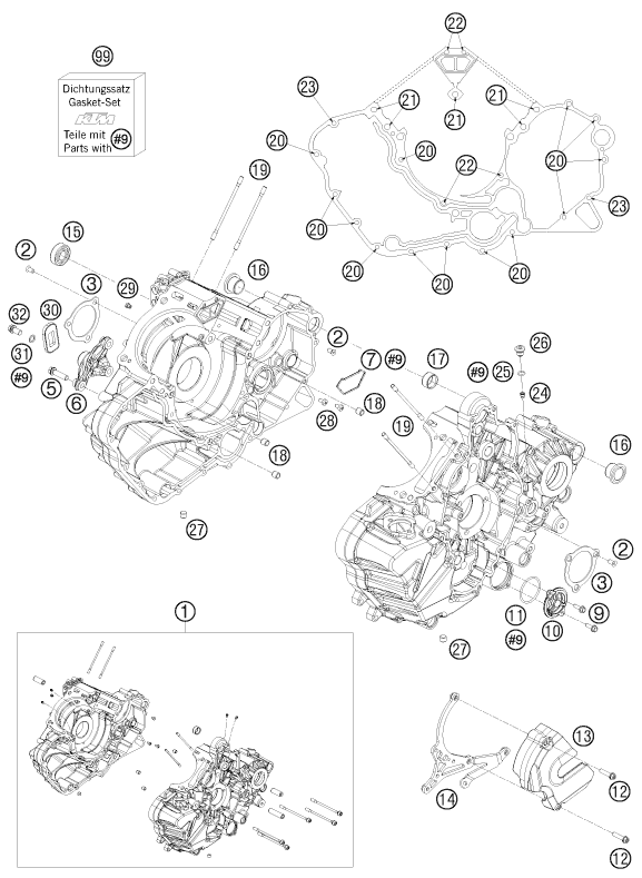 CARTER MOTEUR POUR 1190 RC 8 ORANGE 2009 EU