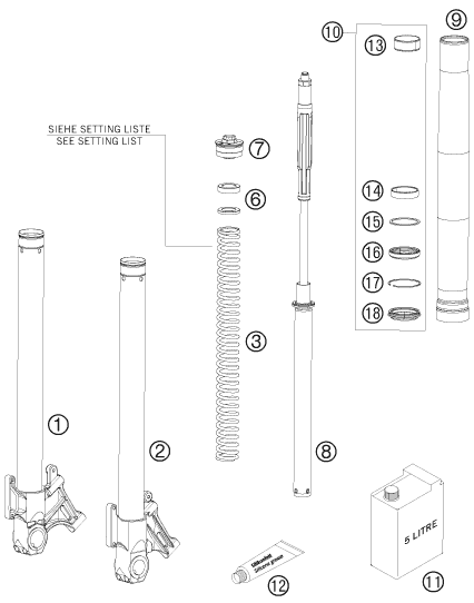 FOURCHE TELESCOPIQUE POUR 990 SUPERMOTO T LIM. EDIT. 10 (EU)