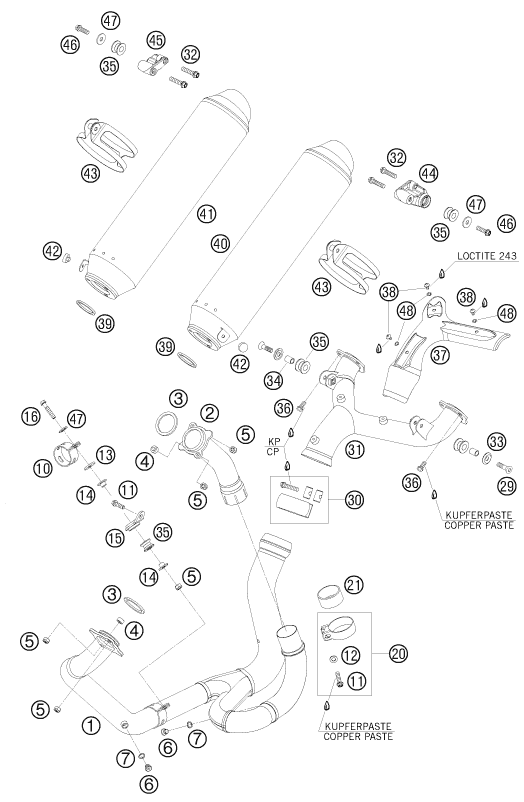 SYSTEME DECHAPPEMENT POUR 950 SUPERMOTO R 2008 (AU/GB)