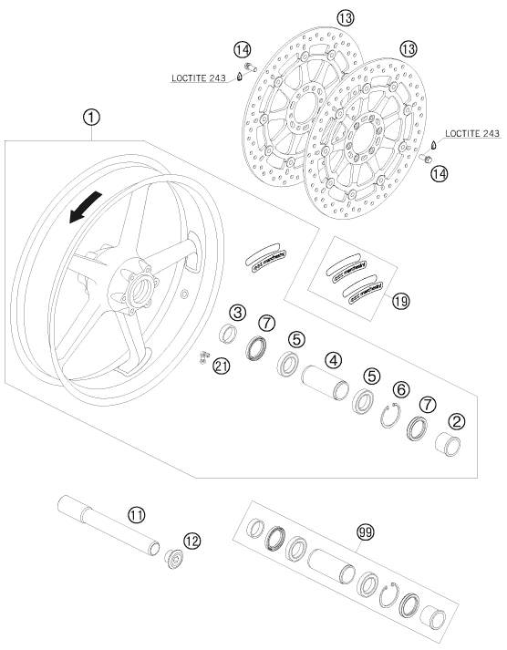 ROUE AVANT POUR 950 SUPERMOTO R 2008 (AU/GB)