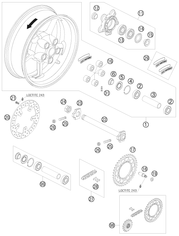 ROUE ARRIERE POUR 950 SUPERMOTO R 2008 EU