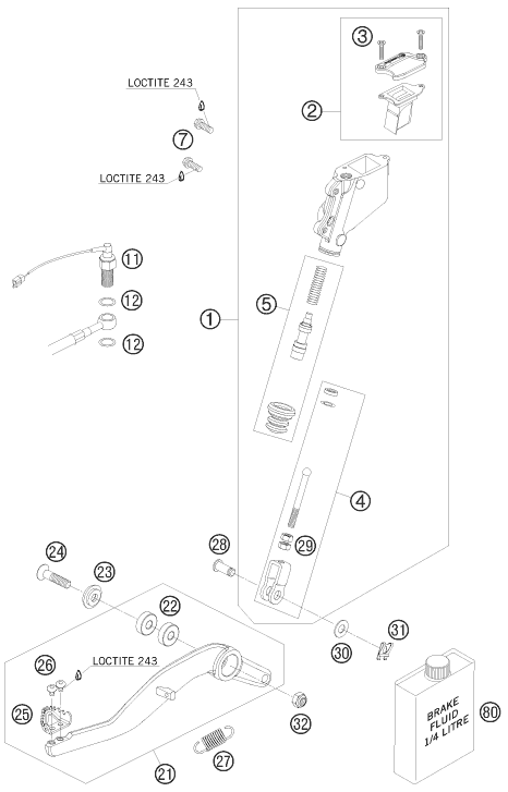 SYSTEME DE FREIN ARRIERE POUR 950 SUPERMOTO R 2008 (AU/GB)