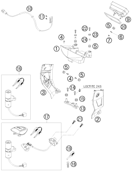 INSTRUMENTS  SYSTEME DE VERROUILLAGE POUR 950 SUPERMOTO R 2008 AUGB