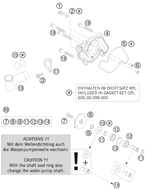POMPE A EAU POUR 950 SUPER ENDURO ERZBERG 08 EU