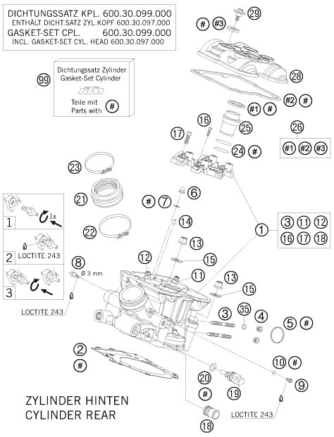 CULASSE ARRIERE POUR 950 SUPER ENDURO ERZBERG 08 EU
