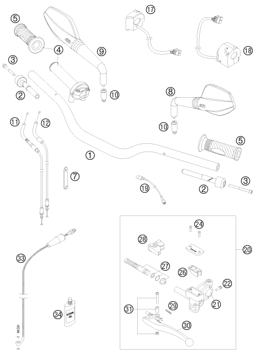 GUIDON ARMATURES POUR 990 SUPERMOTO BLACK 2008 (AU/GB)