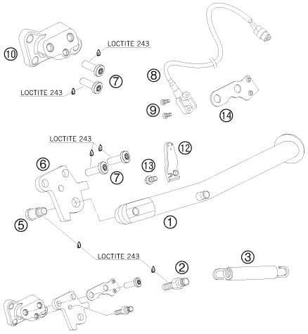 BEQUILLE LATERALE BEQUILLE CENTRALE POUR 990 SUPERMOTO BLACK 2008 (AU/GB)