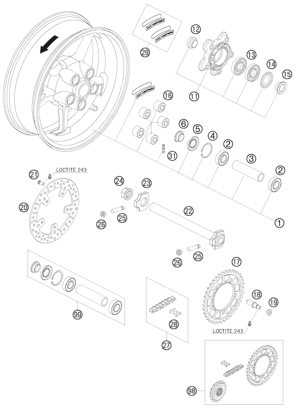 ROUE ARRIERE POUR 990 SUPERMOTO T LIM. EDIT. 10 (EU)