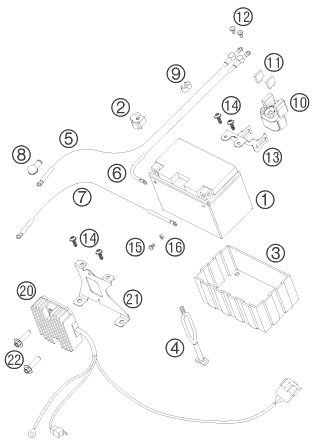 BATTERIE POUR 990 SUPERMOTO BLACK 2008 (AU/GB)