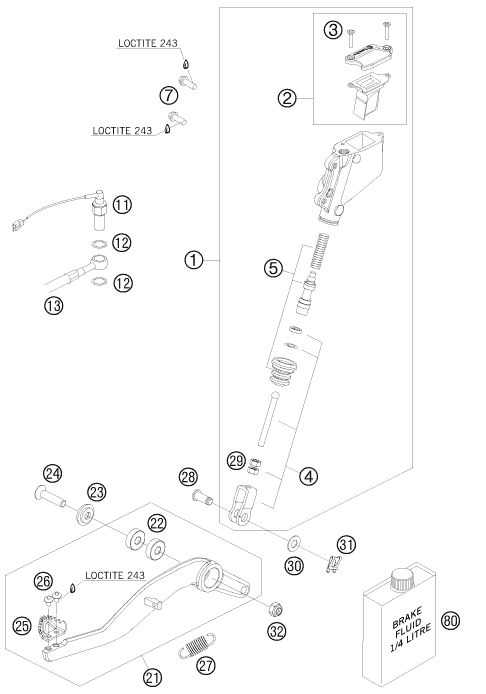 SYSTEME DE FREIN ARRIERE POUR 990 SUPERMOTO BLACK 2008 (AU/GB)