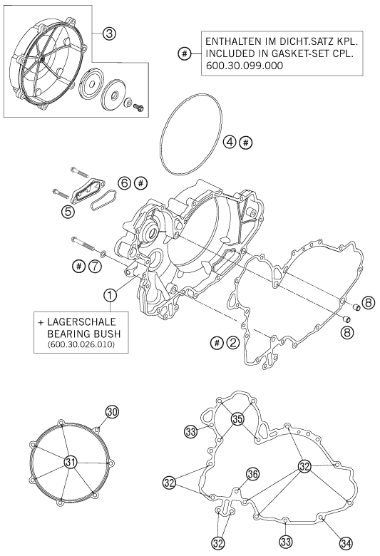 COUVERCLE DEMBRAYAGE POUR 990 SUPERMOTO BLACK 2008 (AU/GB)