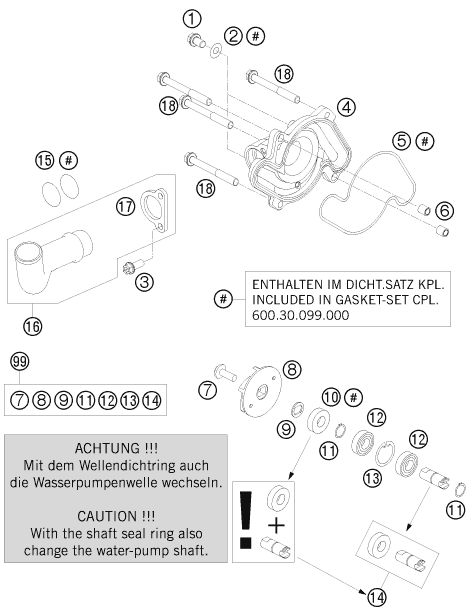 POMPE A EAU POUR 990 SUPERMOTO BLACK 2008 (AU/GB)