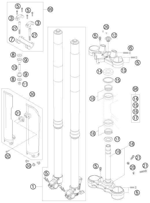 FOURCHE TELESCOPIQUE TE DE FOURCHE POUR 950 SUPER ENDURO R 2008 (AU/GB)