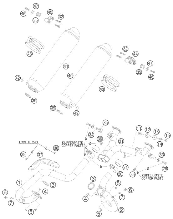 SYSTEME DECHAPPEMENT POUR 950 SUPER ENDURO R 2008 EU