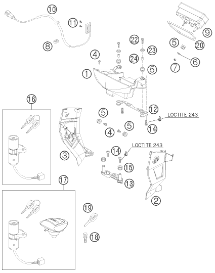 INSTRUMENTS  SYSTEME DE VERROUILLAGE POUR 950 SUPER ENDURO R 2008 AUGB