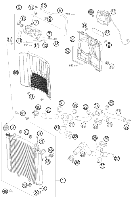 SYSTEME DE REFROIDISSEMENT POUR 950 SUPER ENDURO ERZBERG 08 (EU)