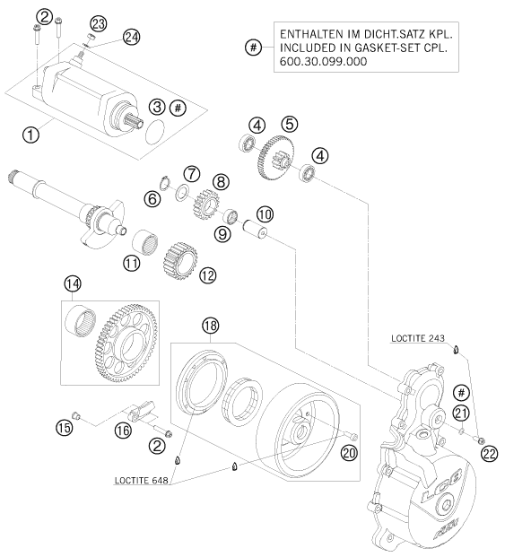 DEMARREUR ELECTRIQUE POUR 950 SUPER ENDURO ERZBERG 08 EU