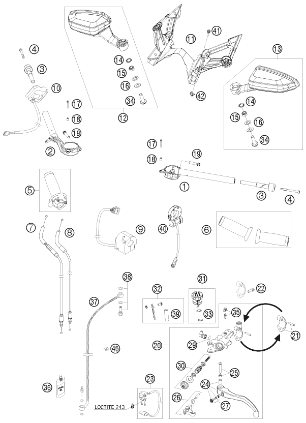 GUIDON ARMATURES POUR 1190 RC 8 WHITE 2008 FR