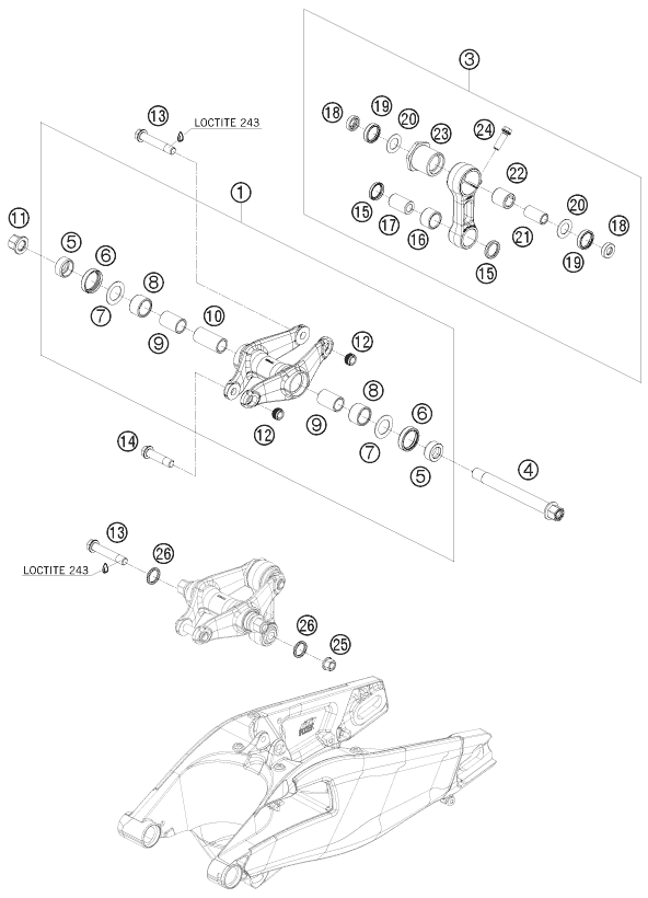 ARTICULATION DE LAMORTISSEUR PRO LEVER POUR 1190 RC 8 BLACK 2009 (EU)