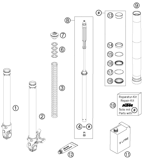 FOURCHE TELESCOPIQUE POUR 690 SUPERMOTO LIMED 2009 EU