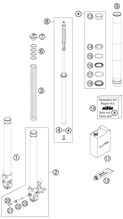 FOURCHE TELESCOPIQUE POUR 690 SMC 09 (AU/GB)