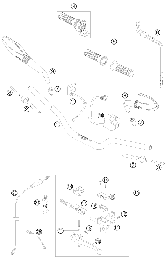 GUIDON ARMATURES POUR 690 SUPERMOTO BLACK 2008 (AU/GB)