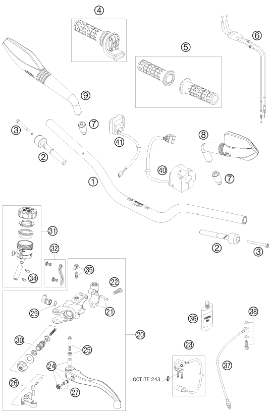 GUIDON ARMATURES POUR 690 SUPERMOTO R 2008 EU