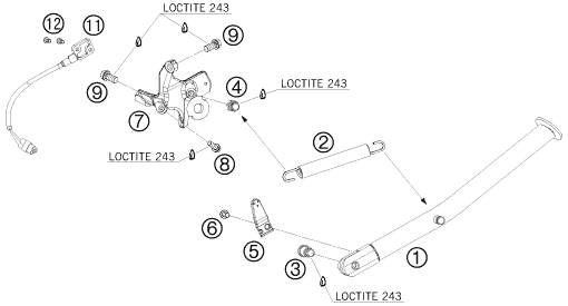 BEQUILLE LATERALE BEQUILLE CENTRALE POUR 690 SUPERMOTO BLACK 2008 (AU/GB)