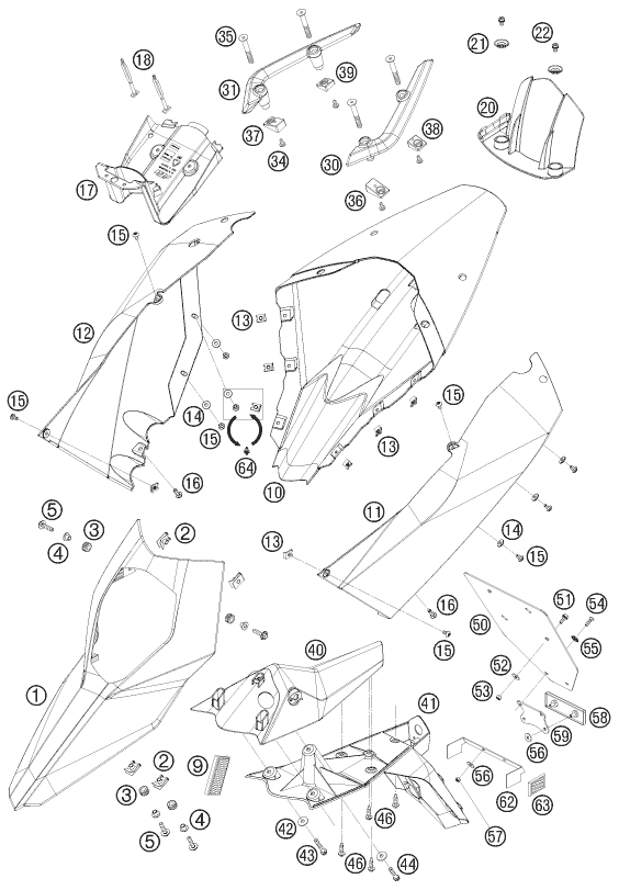 PLAQUE GARDE BOUE POUR 690 SUPERMOTO R 2008 (AU/GB)