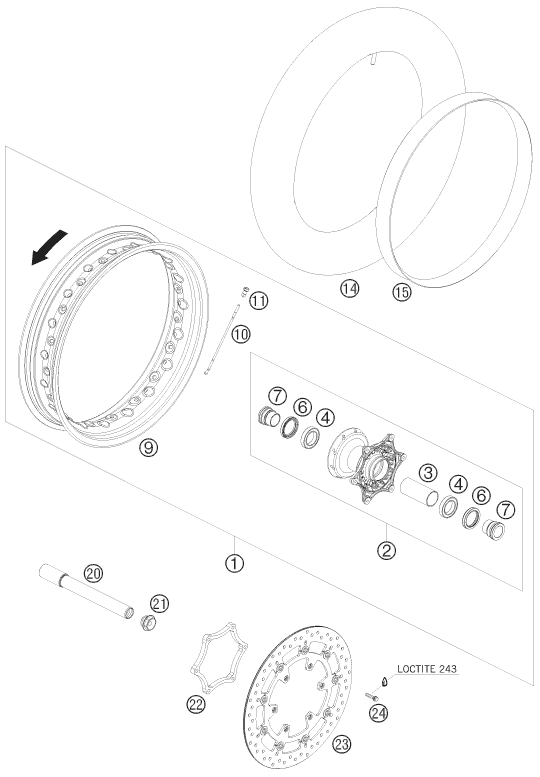 ROUE AVANT POUR 690 SUPERMOTO BLACK 2008 (AU/GB)