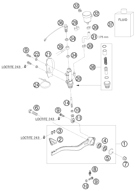 SYSTEME DE FREIN ARRIERE POUR 690 SUPERMOTO R 2008 EU