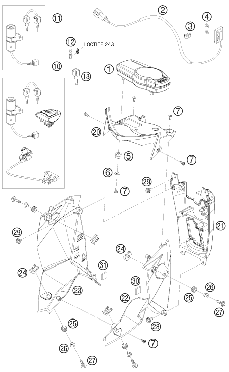 INSTRUMENTS  SYSTEME DE VERROUILLAGE POUR 690 SUPERMOTO BLACK 2008 EU