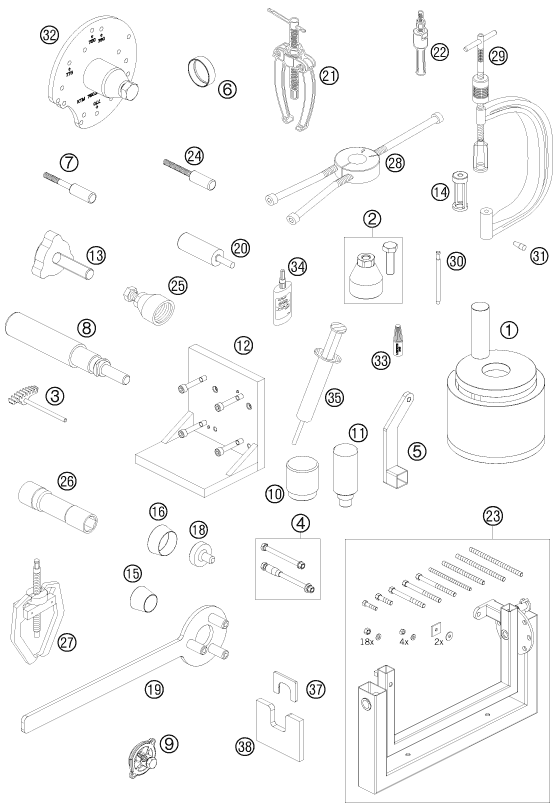 OUTILS SPECIAUX MOTEUR POUR 690 DUKE ORANGE 2008 EU