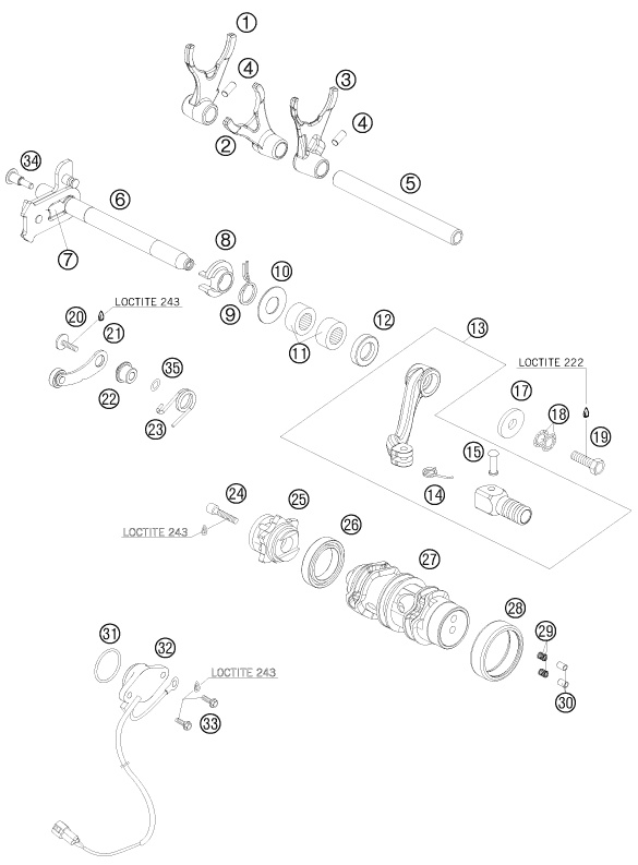MECANISME DE SELECTION POUR 690 SUPERMOTO BLACK 2007 EU
