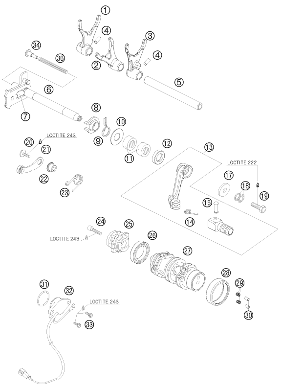 MECANISME DE SELECTION POUR 690 SUPERMOTO BLACK 2008 AUGB