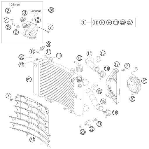 SYSTEME DE REFROIDISSEMENT POUR 690 DUKE BLACK 2009 (AU/GB)