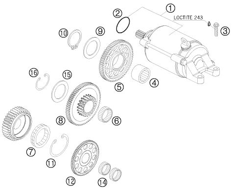 DEMARREUR ELECTRIQUE POUR 690 DUKE ORANGE 2008 AUGB