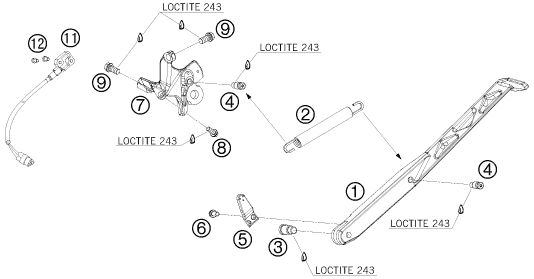 BEQUILLE LATERALE BEQUILLE CENTRALE POUR 690 DUKE BLACK 2010 (AU/GB)