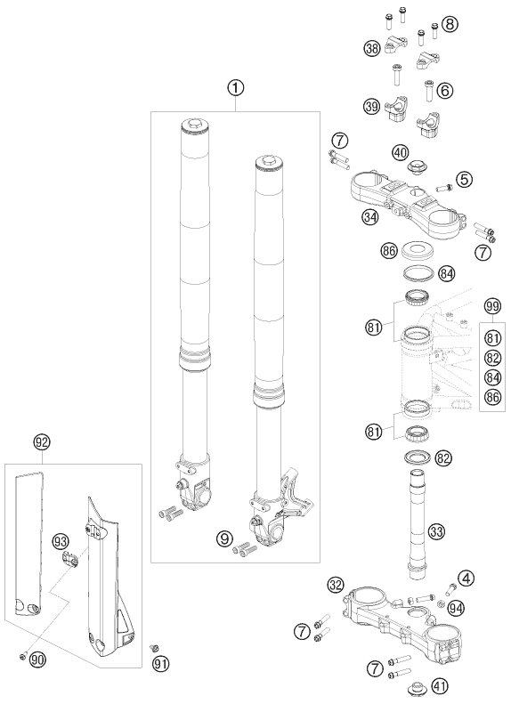 FOURCHE TELESCOPIQUE TE DE FOURCHE POUR 690 SMC 09 AUGB