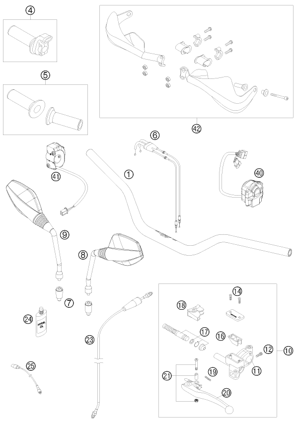 GUIDON ARMATURES POUR 690 ENDURO 08 (AU/GB)