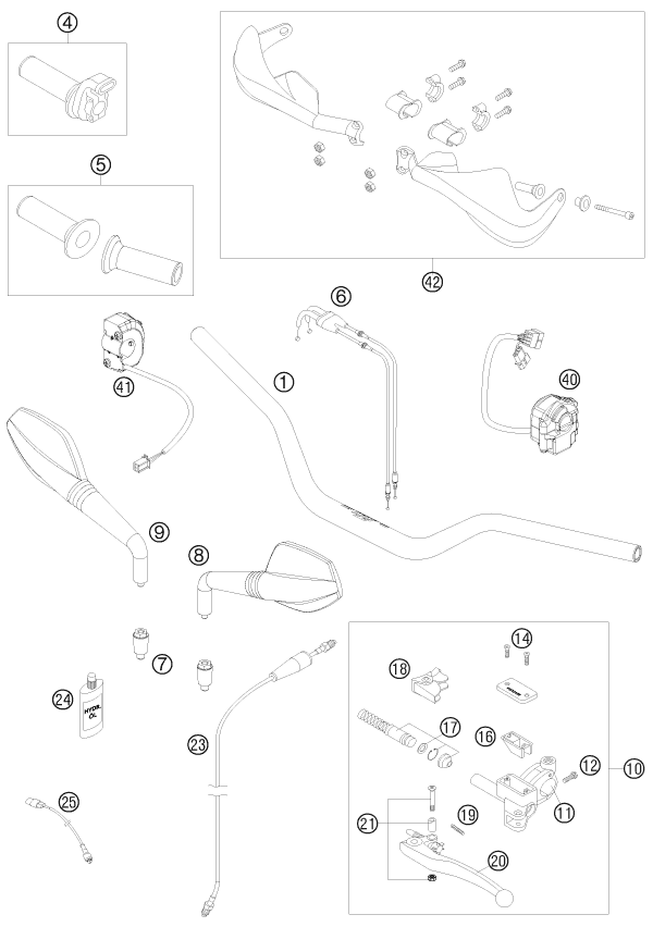 GUIDON ARMATURES POUR 690 SMC 2010 AUGB