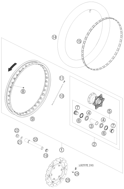 ROUE AVANT POUR 690 ENDURO 08 (AU/GB)