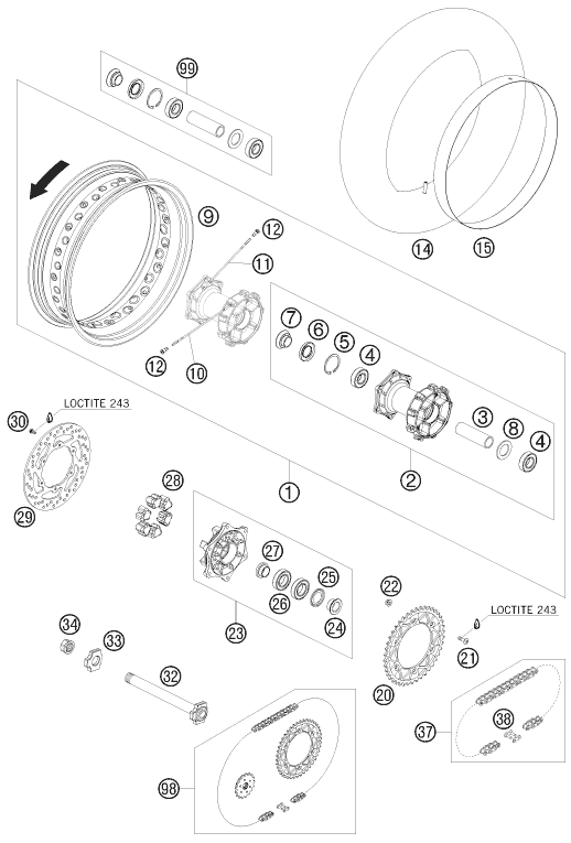 ROUE ARRIERE POUR 690 SMC 09 AUGB