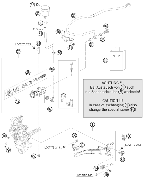 SYSTEME DE FREIN ARRIERE POUR 690 ENDURO 08 (AU/GB)