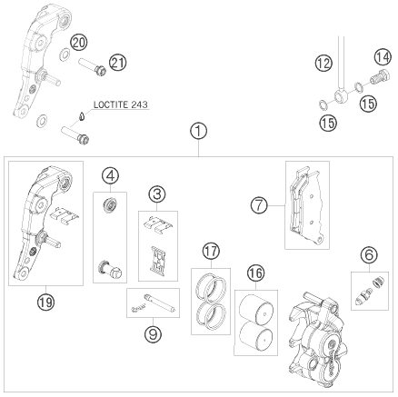 ETRIER DE FREIN AVANT POUR 690 ENDURO 08 (AU/GB)