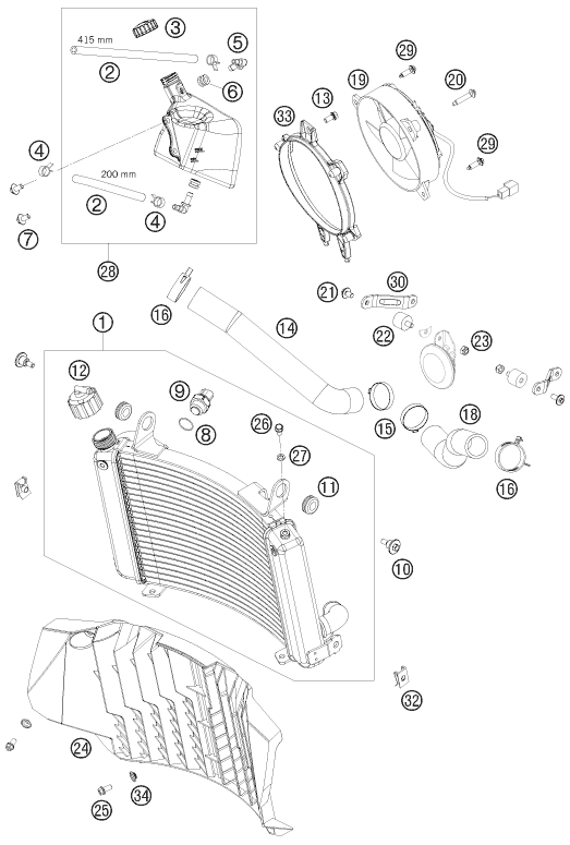 SYSTEME DE REFROIDISSEMENT POUR 690 ENDURO 08 (AU/GB)